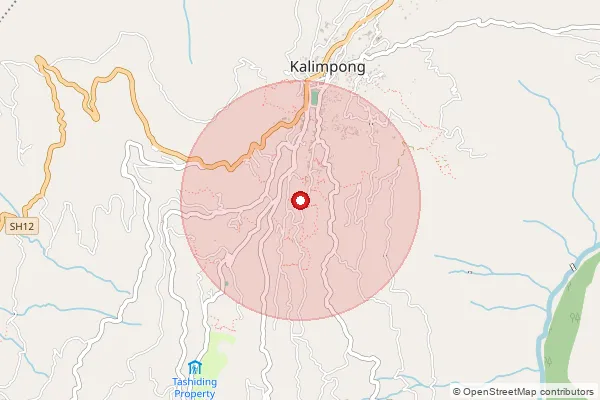 Map showing approximate area covered by Pincode 734313 — Mungpoo So, Darjeeling