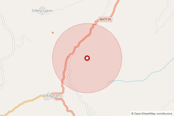 Map showing approximate area covered by Pincode 734314 — Pabring Tar Bo, Kalimpong