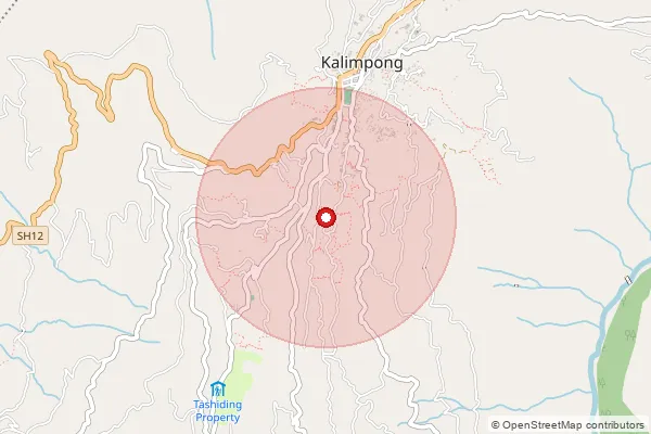 Map showing approximate area covered by Pincode 734316 — Rousay Bazar Bo, Kalimpong