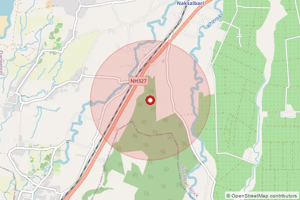 Map showing approximate area covered by Pincode 734427 — Tharjhorabagan Bo, Darjeeling
