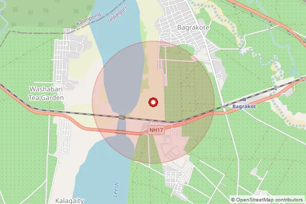 Map showing approximate area covered by Pincode 734501 — Chanda Company Bo, Jalpaiguri