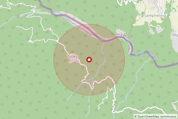 Map showing approximate area covered by Pincode 734503 — Todaygaon Bo, Kalimpong