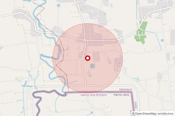 Map showing approximate area covered by Pincode 735121 — Paharpur Bo, Jalpaiguri