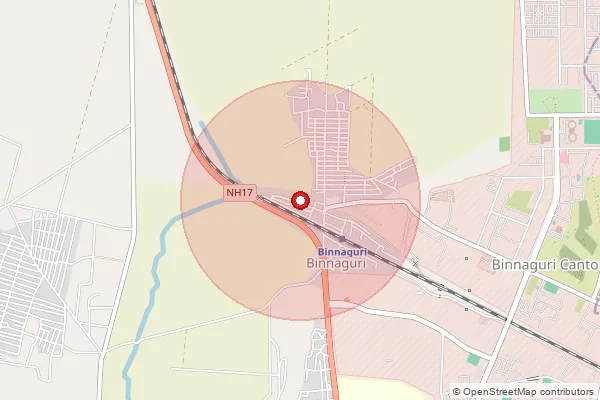 Map showing approximate area covered by Pincode 735203 — Binnaguri So, Jalpaiguri