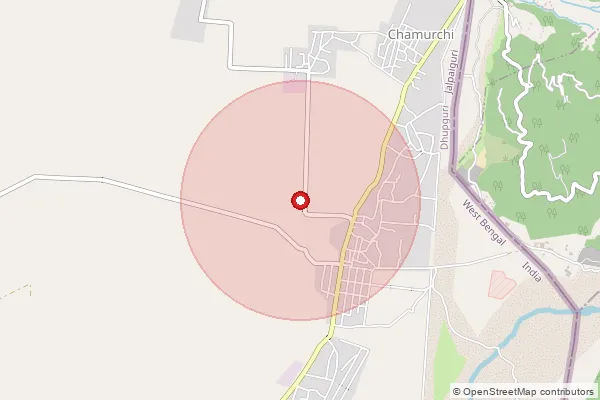 Map showing approximate area covered by Pincode 735207 — Chamurchi So, Jalpaiguri