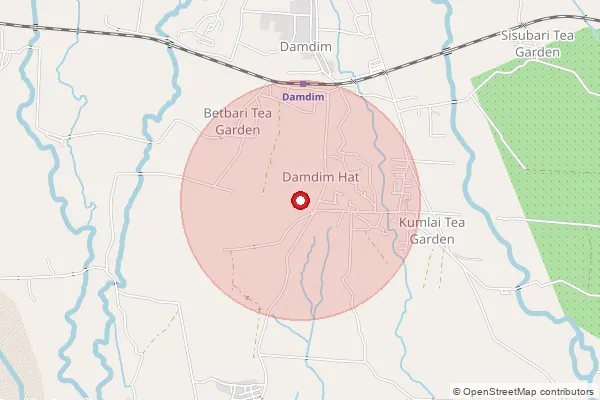 Map showing approximate area covered by Pincode 735209 — Damdim So, Jalpaiguri