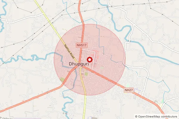Map showing approximate area covered by Pincode 735210 — Bairatiguri Bo, Jalpaiguri
