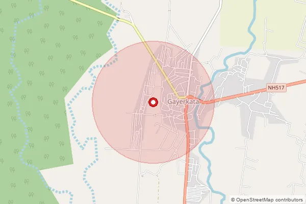 Map showing approximate area covered by Pincode 735212 — Gairkata So, Jalpaiguri