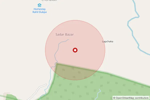 Map showing approximate area covered by Pincode 735227 — Rajabhatkhawa So, Alipurduar