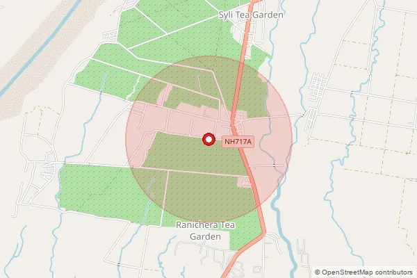 Map showing approximate area covered by Pincode 735229 — Rungamatee Bo, Jalpaiguri