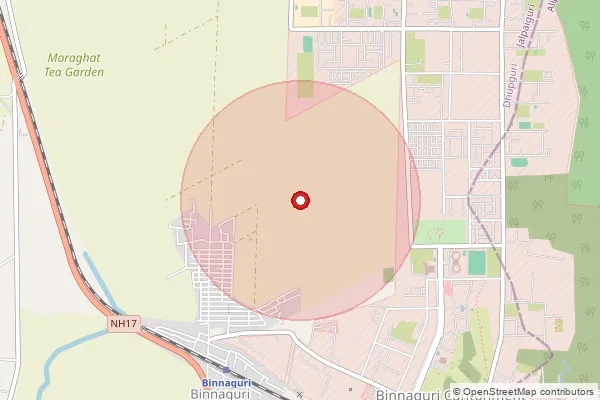 Map showing approximate area covered by Pincode 735232 — Binnaguri Cantt So, Jalpaiguri