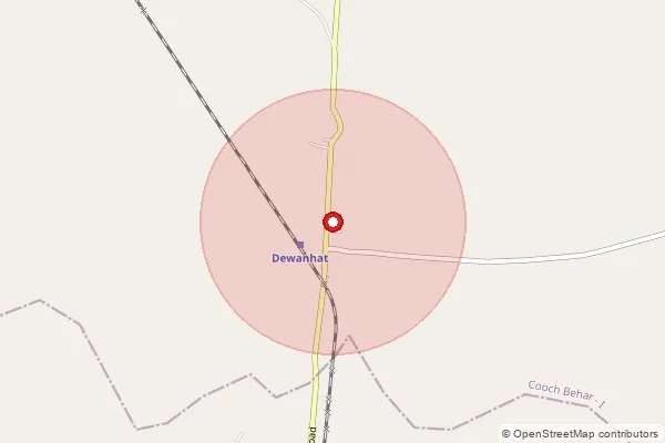 Map showing approximate area covered by Pincode 736101 — Cooch Behar Ho, Coochbehar