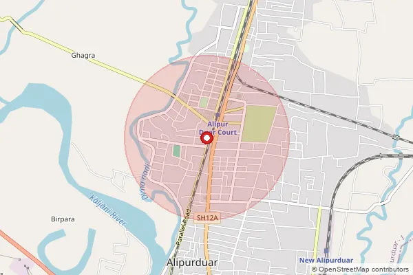 Map showing approximate area covered by Pincode 736122 — Ghagra Bo, Alipurduar