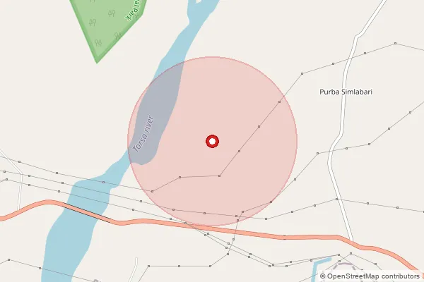 Map showing approximate area covered by Pincode 736165 — Madhupur Bo, Coochbehar