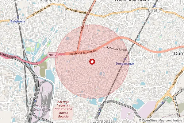 Map showing approximate area covered by Pincode 736168 — Khatamari Bo, Coochbehar