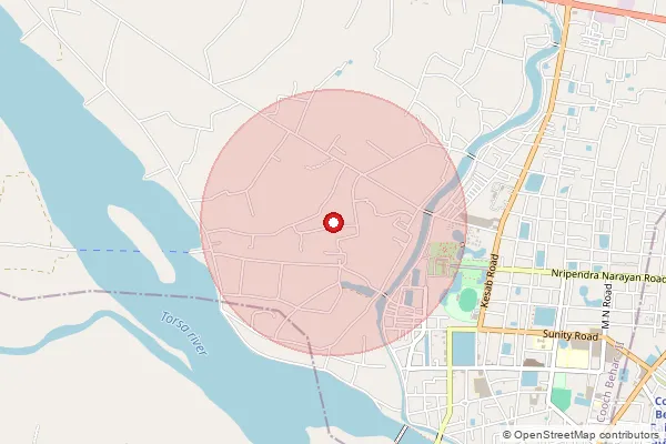 Map showing approximate area covered by Pincode 736179 — Khagrabari Bo, Coochbehar