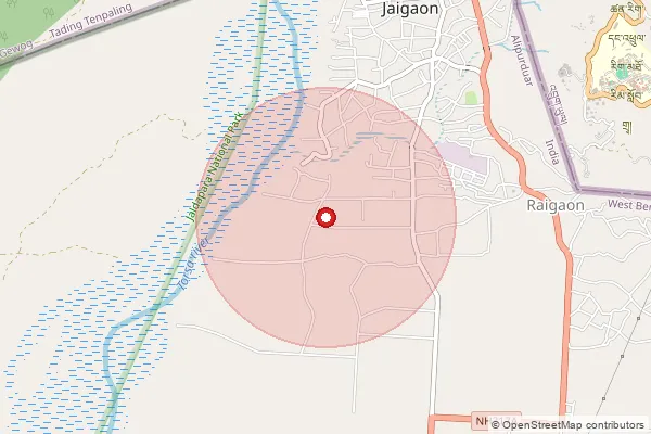 Map showing approximate area covered by Pincode 736182 — New Market Jaigaon So, Alipurduar
