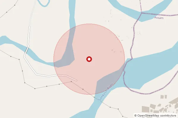 Map showing approximate area covered by Pincode 736203 — Pukurigram Bo, Alipurduar