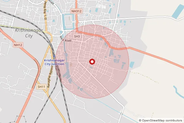 Map showing approximate area covered by Pincode 741102 — Kalirhat Bo, Nadia