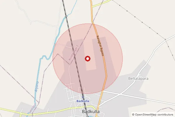Map showing approximate area covered by Pincode 741121 — Badkulla So, Nadia