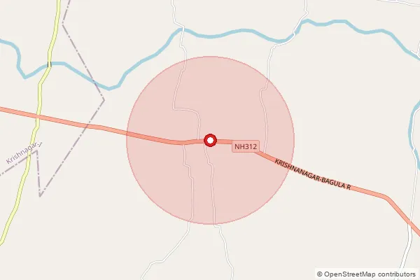 Map showing approximate area covered by Pincode 741151 — Chitrasali Bo, Nadia