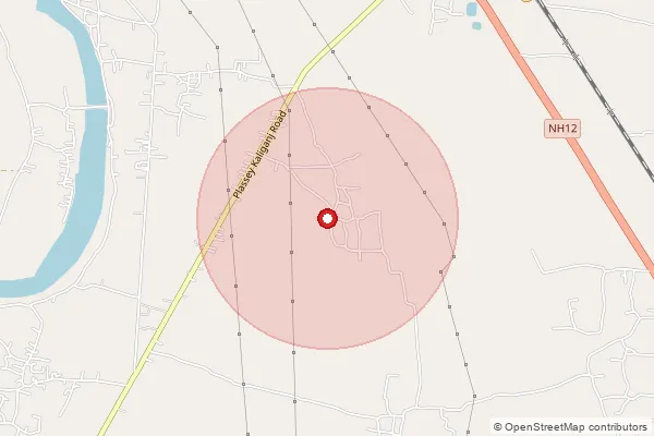 Map showing approximate area covered by Pincode 741157 — Plassey Sugar Mill So, Nadia
