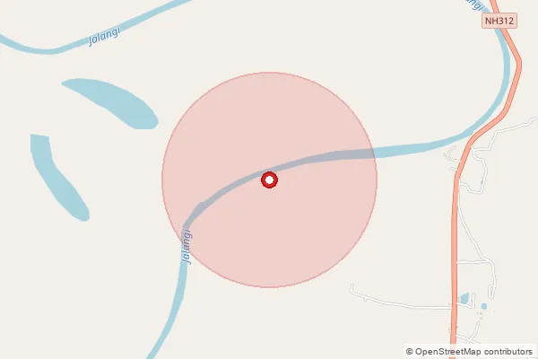 Map showing approximate area covered by Pincode 741160 — Hanspukuria Bo, Nadia