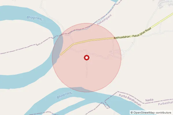 Map showing approximate area covered by Pincode 741162 — Chandanpur Bo, Nadia