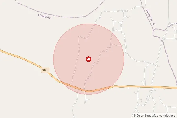 Map showing approximate area covered by Pincode 741223 — Silinda Bo, Nadia