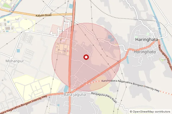 Map showing approximate area covered by Pincode 741249 — Narayanpur Bo, Nadia