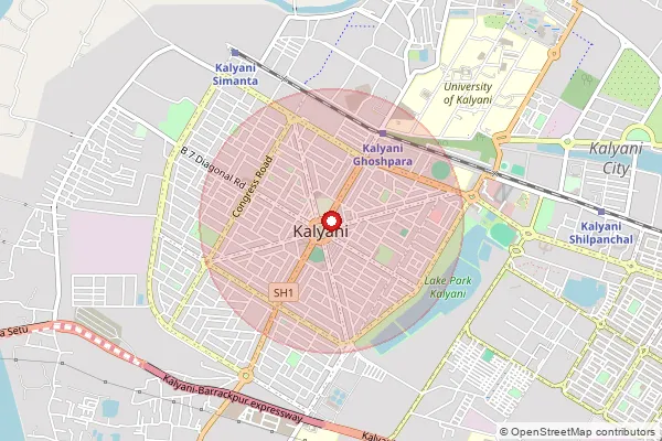 Map showing approximate area covered by Pincode 741250 — Bedibhavan Bo, Nadia