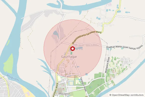 Map showing approximate area covered by Pincode 741313 — Nidaya Bo, Nadia