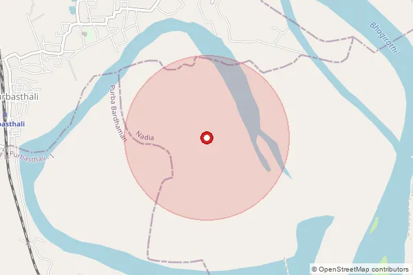 Map showing approximate area covered by Pincode 741316 — Fakirdanga Bo, Nadia