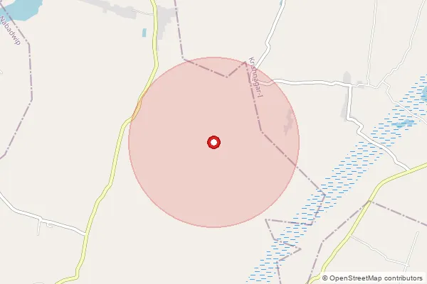 Map showing approximate area covered by Pincode 741317 — Aluipara Bo, Nadia