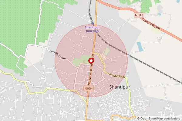 Map showing approximate area covered by Pincode 741404 — Bablagobindapur Bo, Nadia