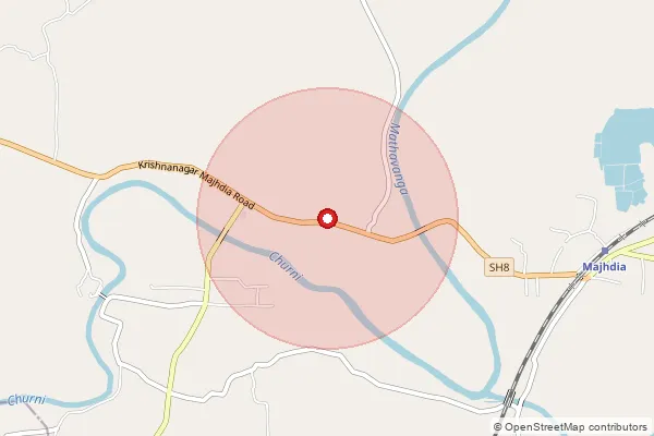 Map showing approximate area covered by Pincode 741506 — Swarnakhali Bo, Nadia