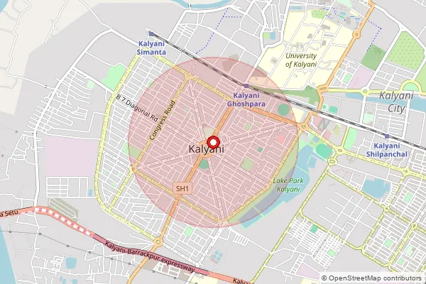 Map showing approximate area covered by Pincode 741509 — Shibnibas Bo, Nadia