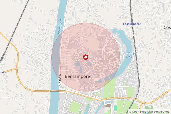 Map showing approximate area covered by Pincode 742103 — Saidabad Bo, Murshidabad