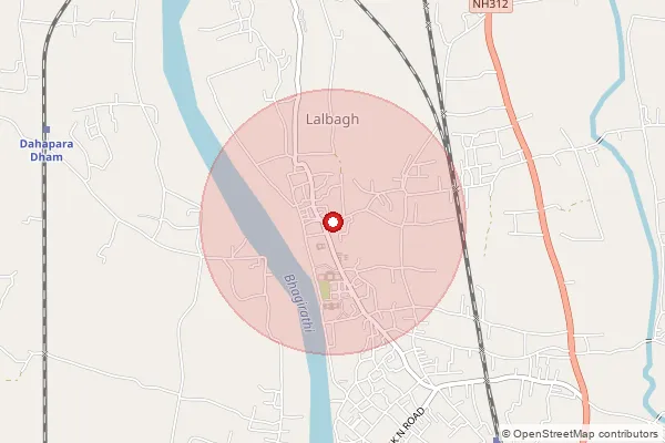 Map showing approximate area covered by Pincode 742113 — Dalelpara Bo, Murshidabad