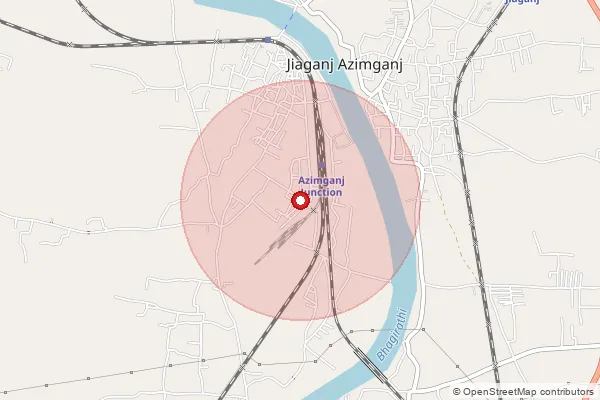 Map showing approximate area covered by Pincode 742122 — Ghorshala Bo, Murshidabad