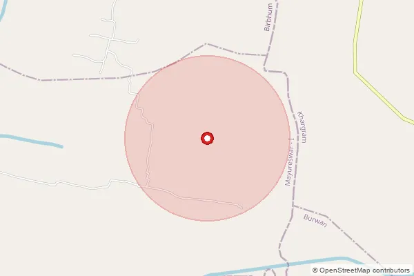 Map showing approximate area covered by Pincode 742132 — Ekghoria Khanqua Bo, Murshidabad