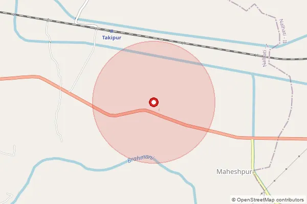 Map showing approximate area covered by Pincode 742148 — Ashariadaha Bo, Murshidabad