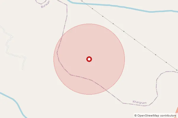 Map showing approximate area covered by Pincode 742159 — Kashidanga Mohammadpur Bo, Murshidabad