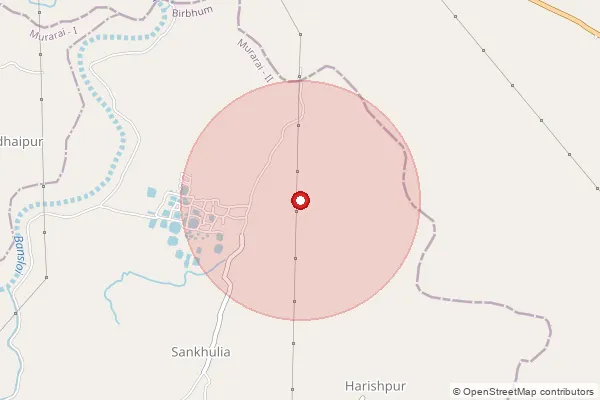 Map showing approximate area covered by Pincode 742165 — Nutanpararaipur Bo, Murshidabad
