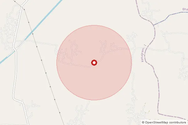 Map showing approximate area covered by Pincode 742184 — Targram Bo, Murshidabad