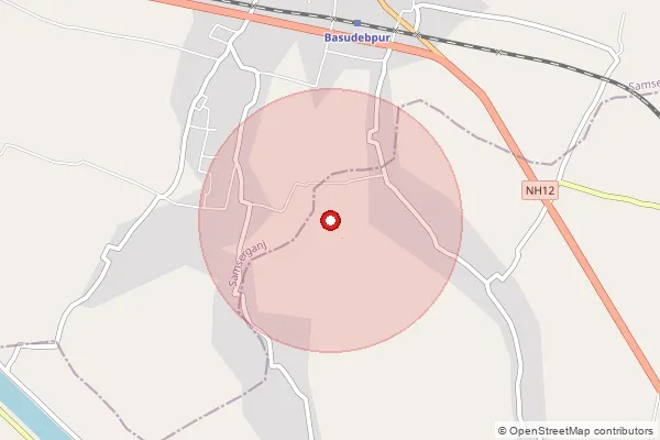 Map showing approximate area covered by Pincode 742189 — Andulberia Bo, Murshidabad