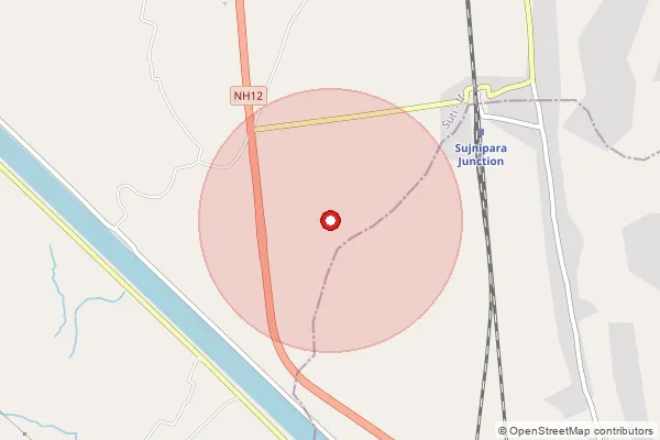 Map showing approximate area covered by Pincode 742213 — Dayarampur Bo, Murshidabad