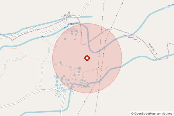Map showing approximate area covered by Pincode 742223 — Ahiran Bo, Murshidabad