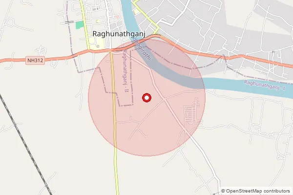 Map showing approximate area covered by Pincode 742225 — Raghunathganj Ho, Murshidabad