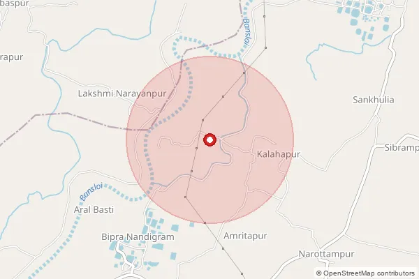 Map showing approximate area covered by Pincode 742302 — Bdurlavpur Bo, Murshidabad
